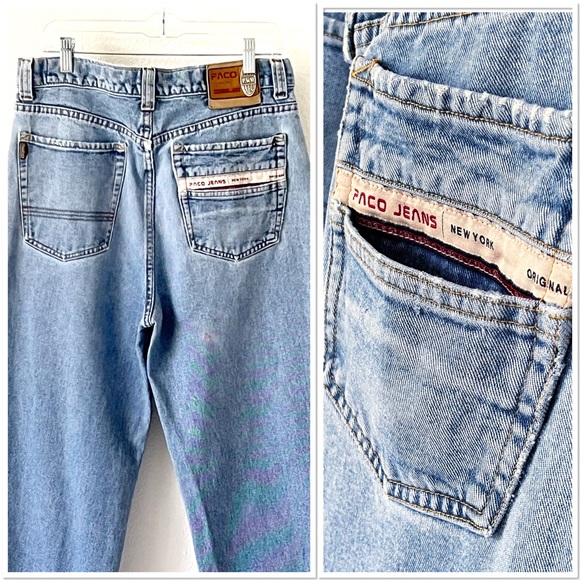 Vintage Paco Jeans Men's 34X32 Blue Distressed Denim Relaxed Fit Skater Y2K - Picture 1 of 16